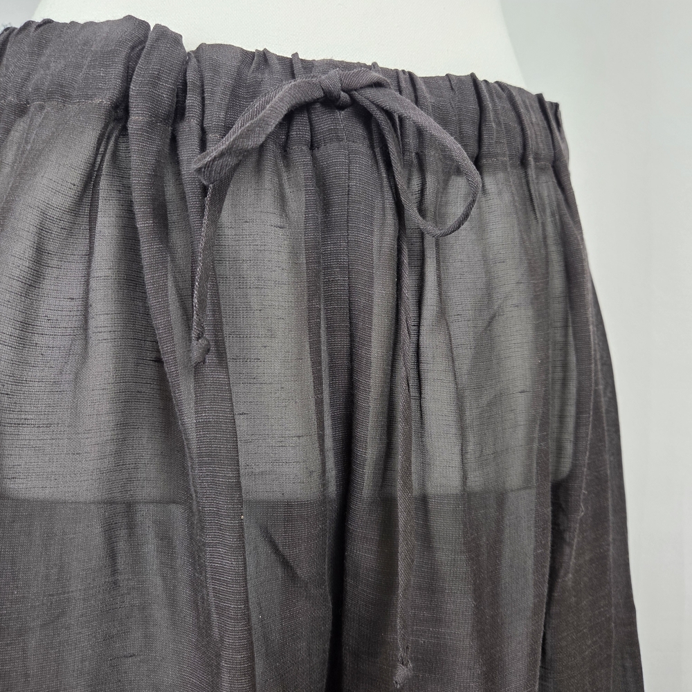 Emporio Armani Black Linen Blend Wide-Leg Sheer Pants - Picture 5 of 10